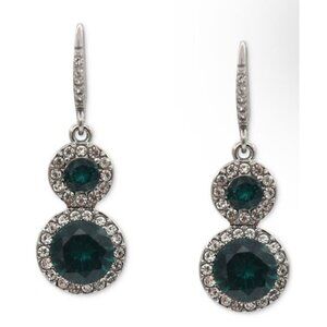 Stunning Silver Tone Earrings Crystal Halo Drop Glitzy Chic Trendy Fashion NWT